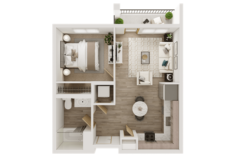 Floor plan for 1 bed, 1 bath, 552 sqft